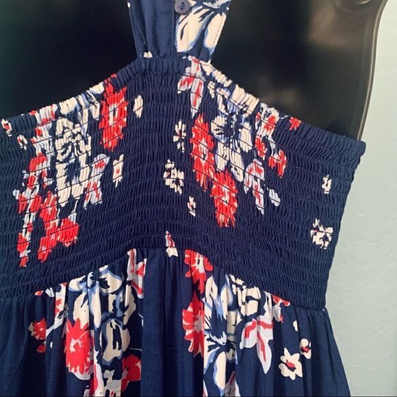 Japna Navy Blue Hawaiian Floral Print Maxi Dress Size XS - Picture 7 of 8